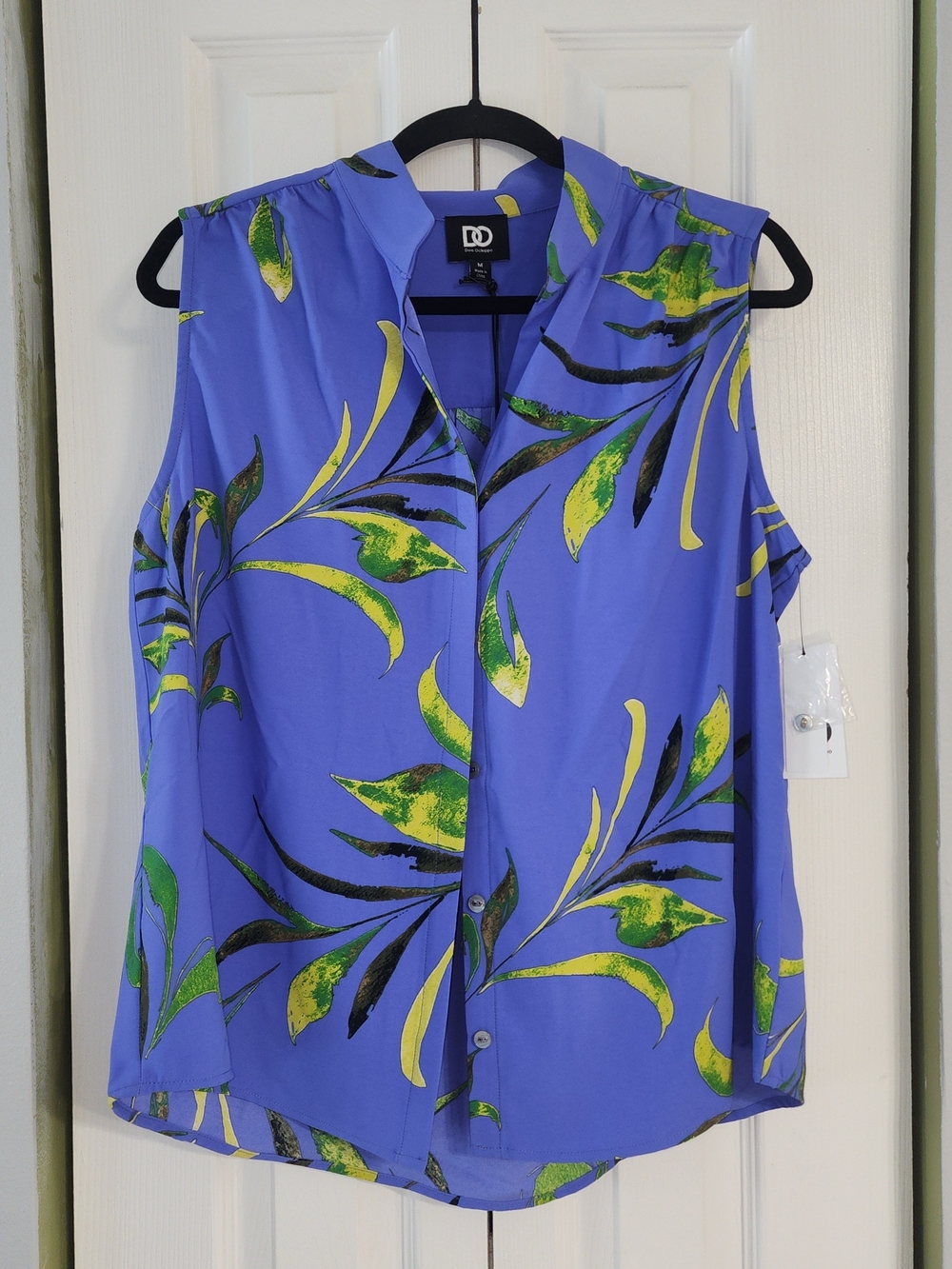 DD Sleeveless Floral Button-Front Blouse - Summer Tropical Size M